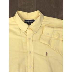 Ralph Lauren Yarmouth Shirt Mens Size 17.5 Yellow Button Down Oxford Flesh Pony